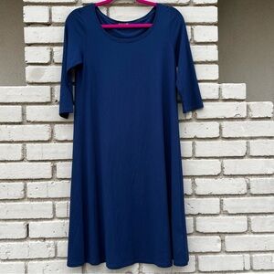 Eileen Fisher Round Neck Midi Dress in Navy Blue - Size XS